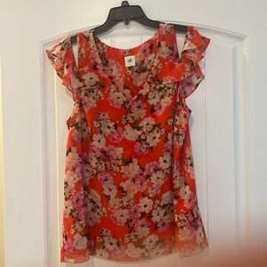 Cabi orange floral open shoulder blouse size L